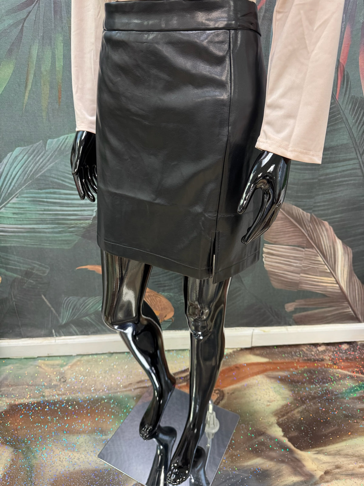 Black Vegan Leather Skirt