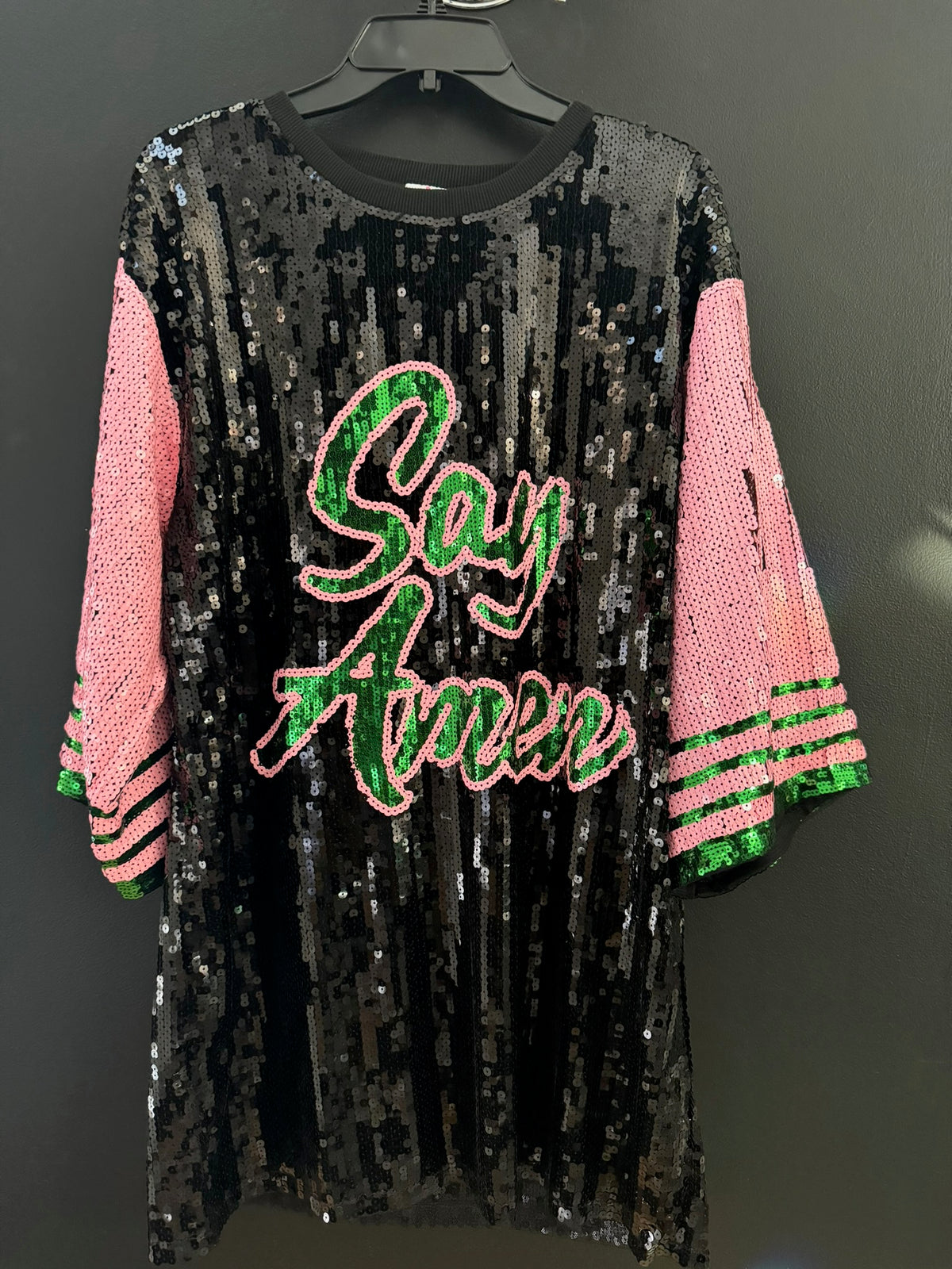 Say Amen Sequin Pink & Green