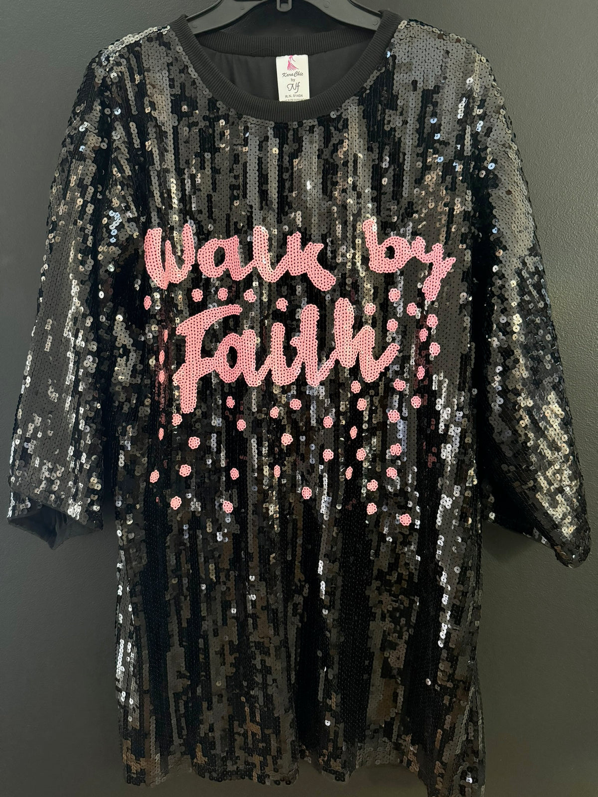 Walk by Faith Sequin Top Pink/Black