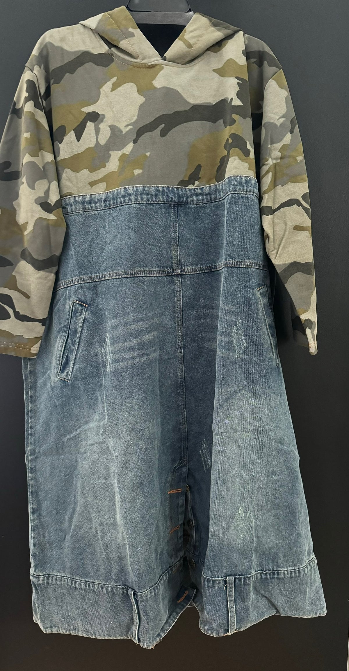 Denim Hooded Dress Camo