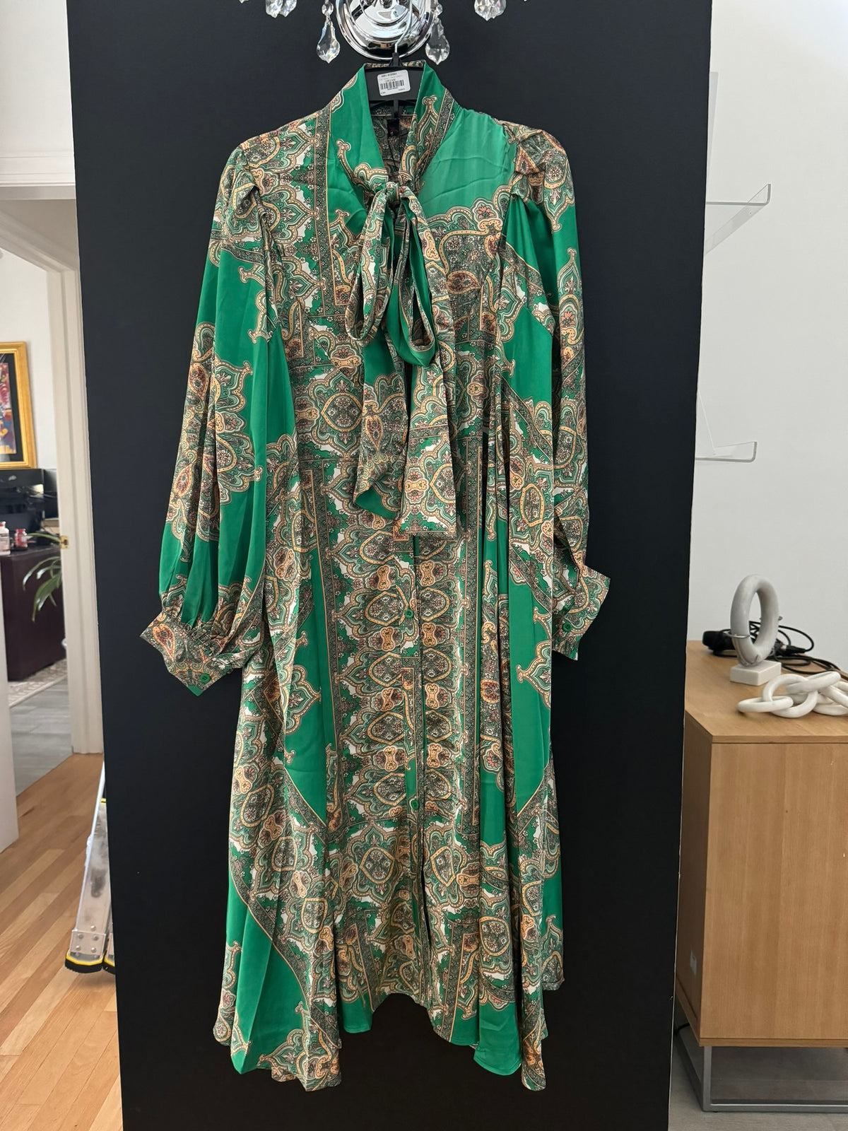 Green/Multi-Color Tie Dress